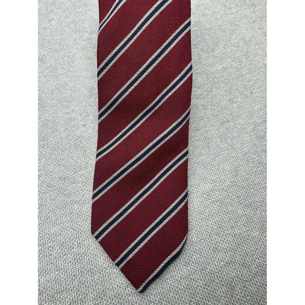 VTG Pendleton Virgin Wool Repp Tie Mens 58 X 3" Red Maroon/Navy Soft